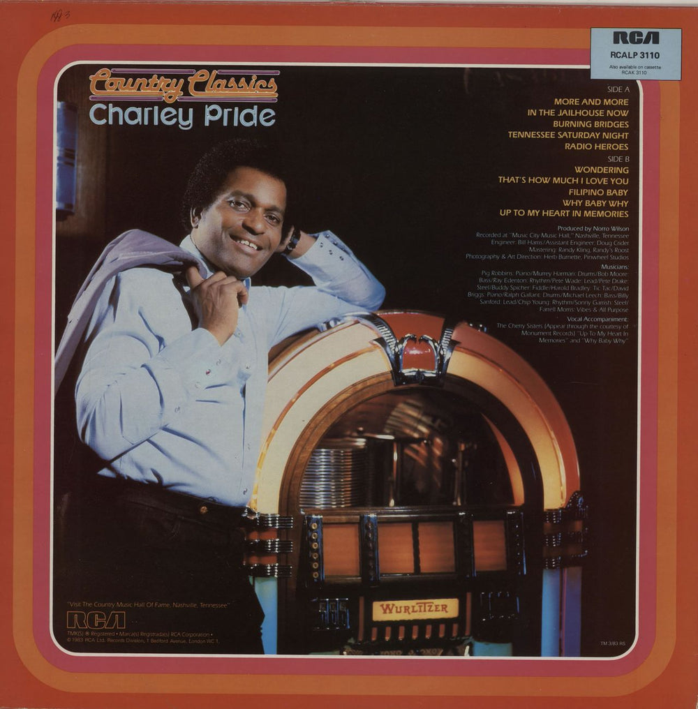 Charley Pride Country Classics UK vinyl LP album (LP record)