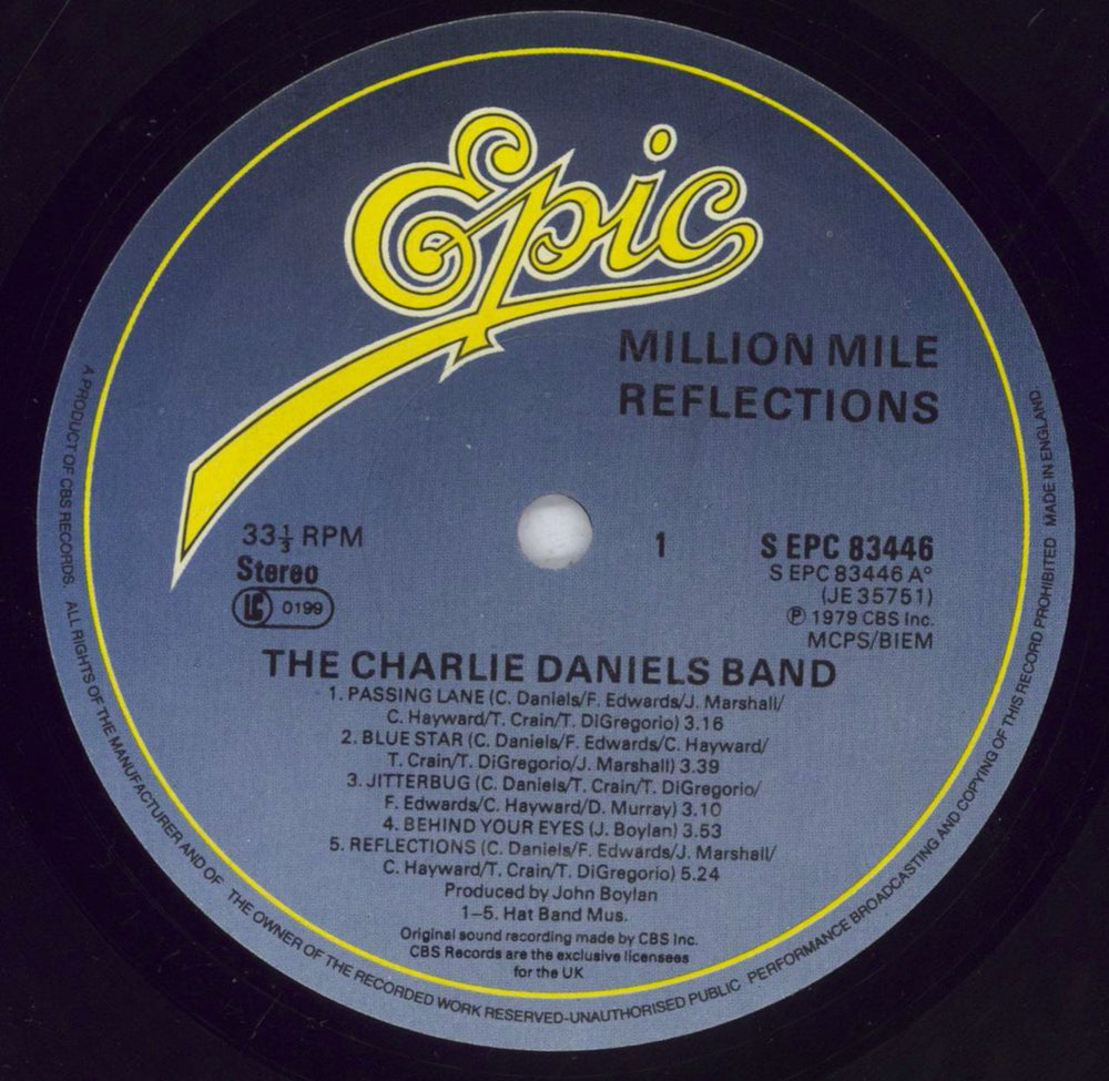 Charlie Daniels Million Mile Reflections - Shrink UK vinyl LP album (LP record) CDALPMI830005