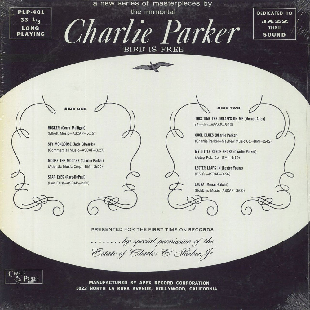 Charlie Parker Bird Is Free - Summit US vinyl LP album (LP record)