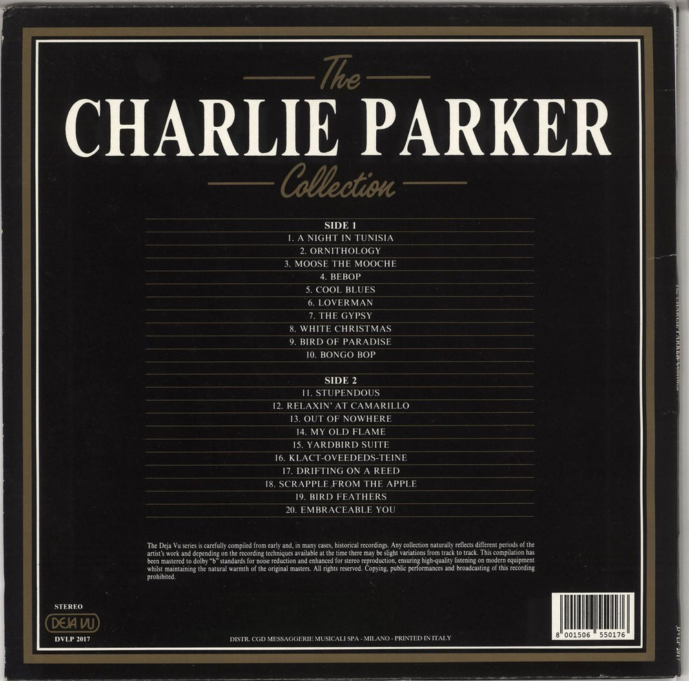 Charlie Parker The Charlie Parker Collection: 20 Golden Greats Italian vinyl LP album (LP record) 8001506550176