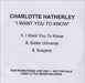 Charlotte Hatherley I Want You To Know UK Promo CD-R acetate CD-R ACETATE