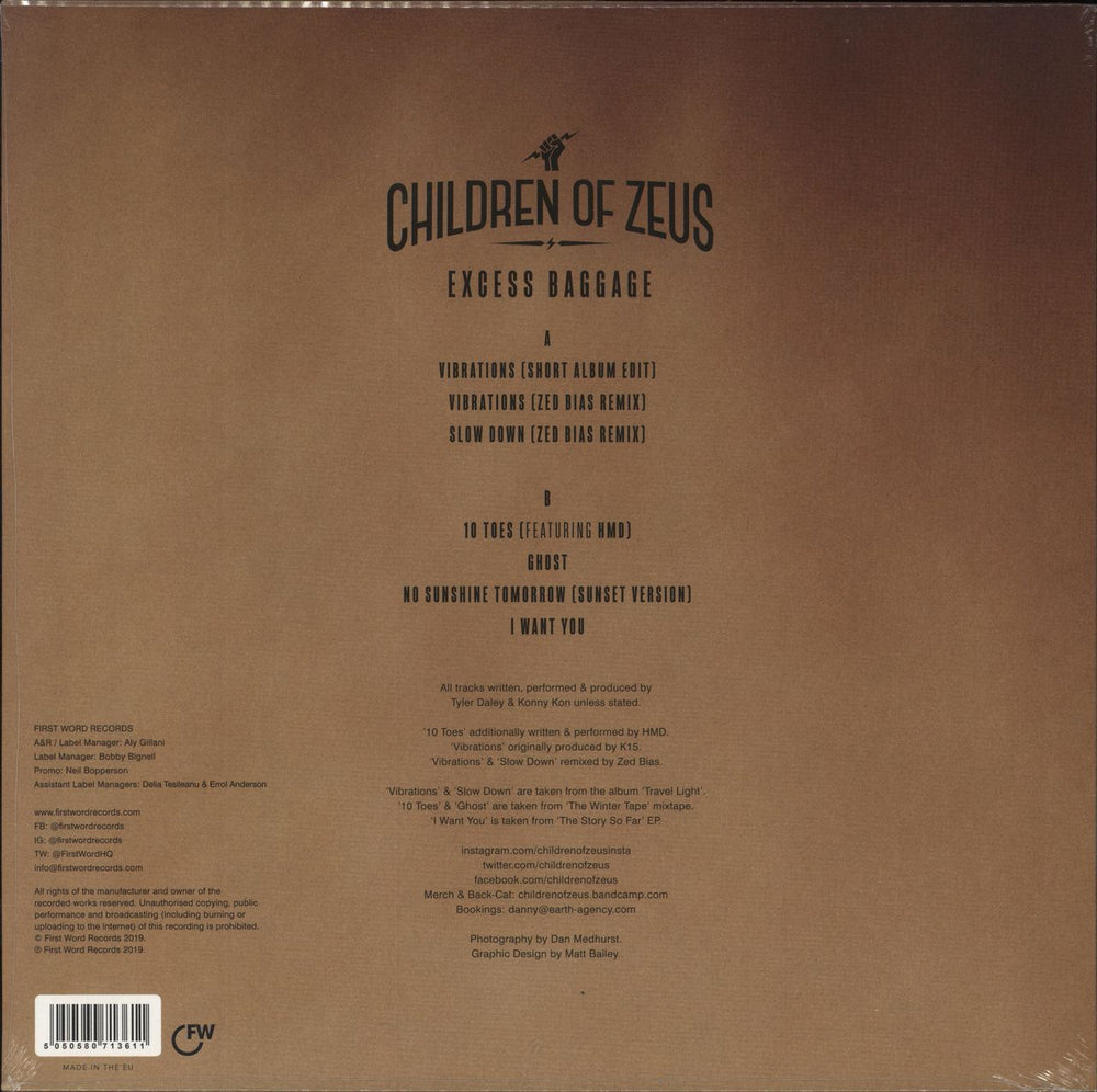 Children Of Zeus Excess Baggage UK 12" vinyl single (12 inch record / Maxi-single) 5050580713611