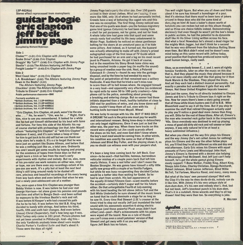 Clapton, Beck & Page Guitar Boogie US vinyl LP album (LP record)