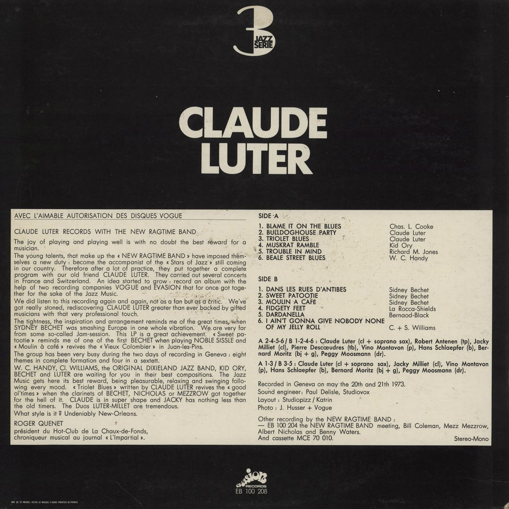 Claude Luter The New Ragtime Band Meeting Claude Luter French vinyl LP album (LP record)