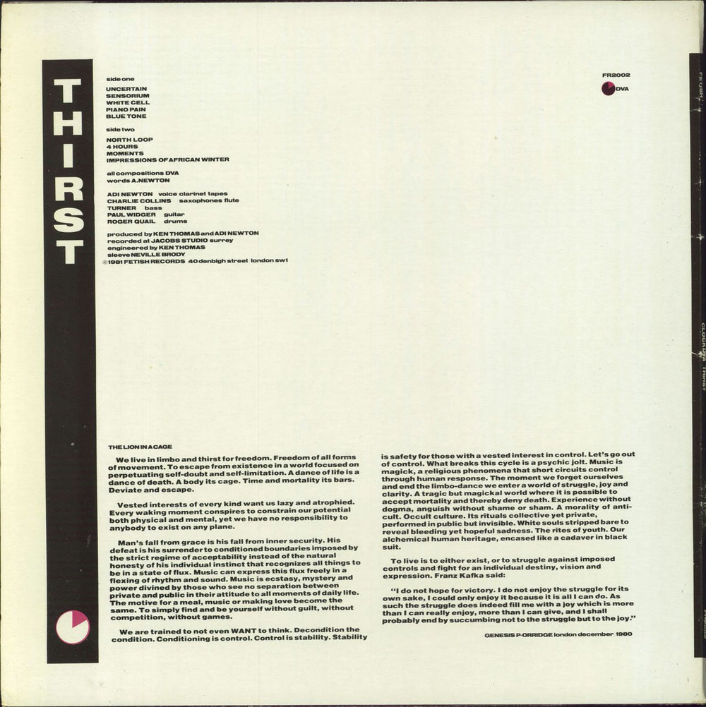 Clock DVA Thirst - EX UK vinyl LP album (LP record)