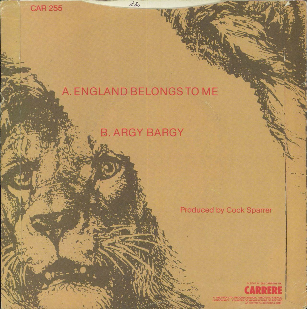 Cock Sparrer England Belongs To Me UK 7" vinyl single (7 inch record / 45)