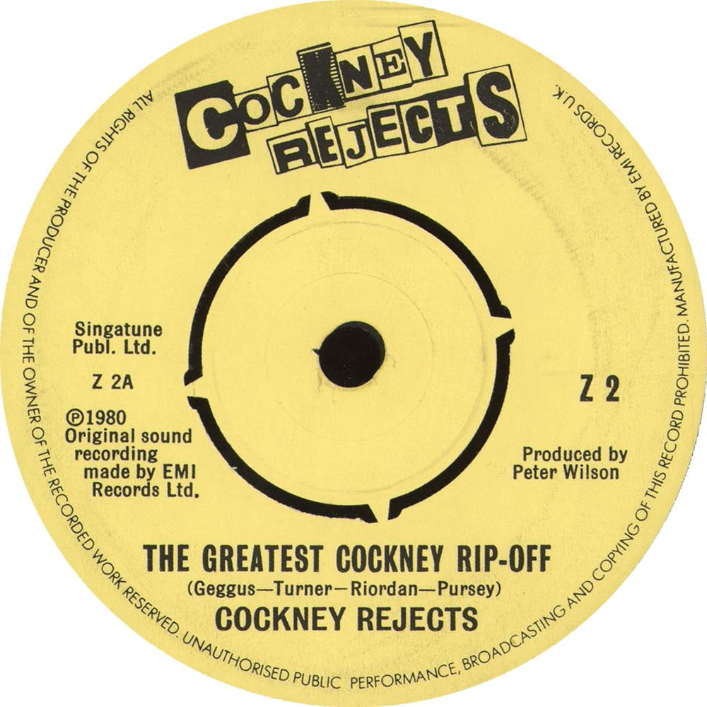 Cockney Rejects The Greatest Cockney Ripoff UK 7" vinyl single (7 inch record / 45) Z2