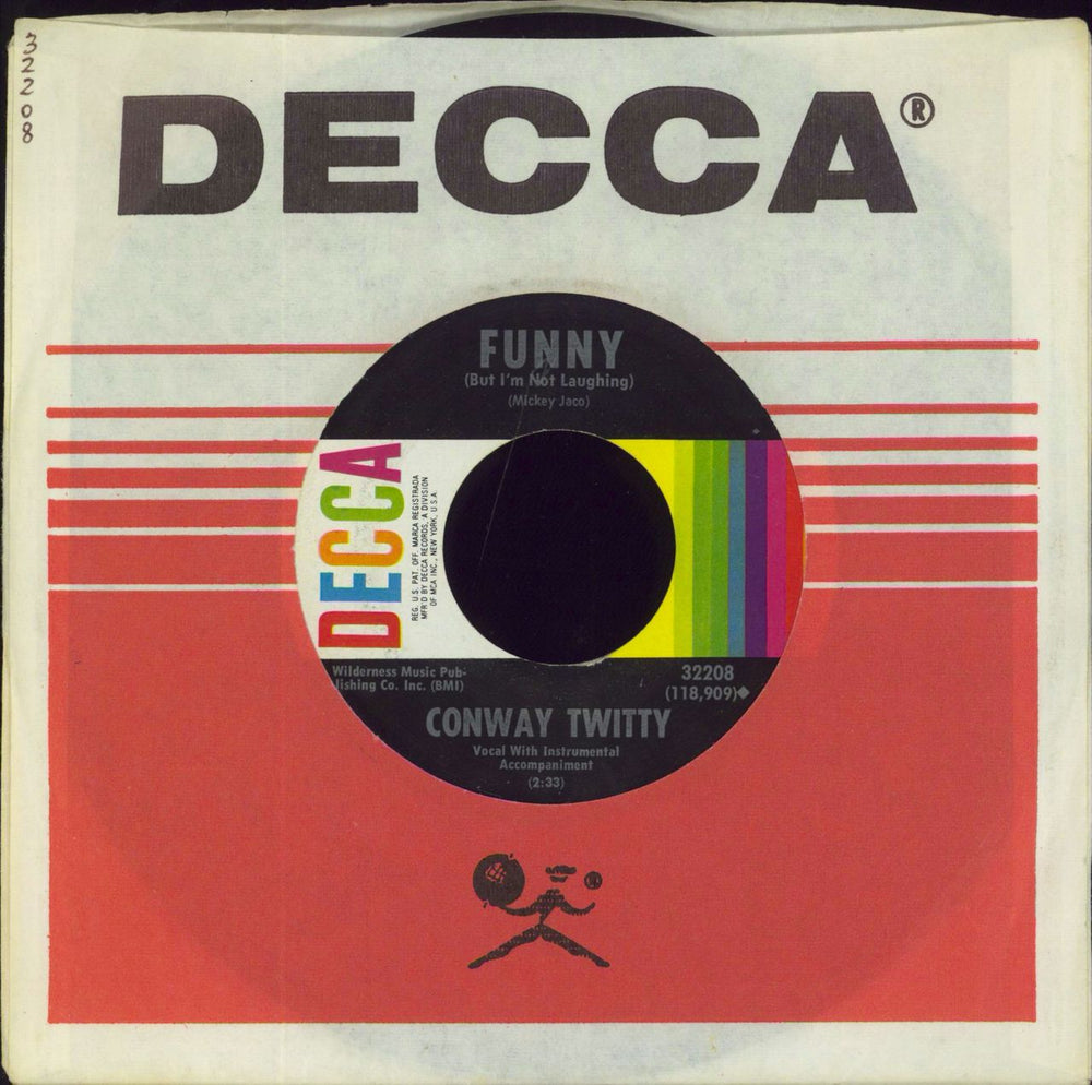 Conway Twitty Funny (But I'm Not Laughing) / Working Girl US 7" vinyl single (7 inch record / 45) 32208