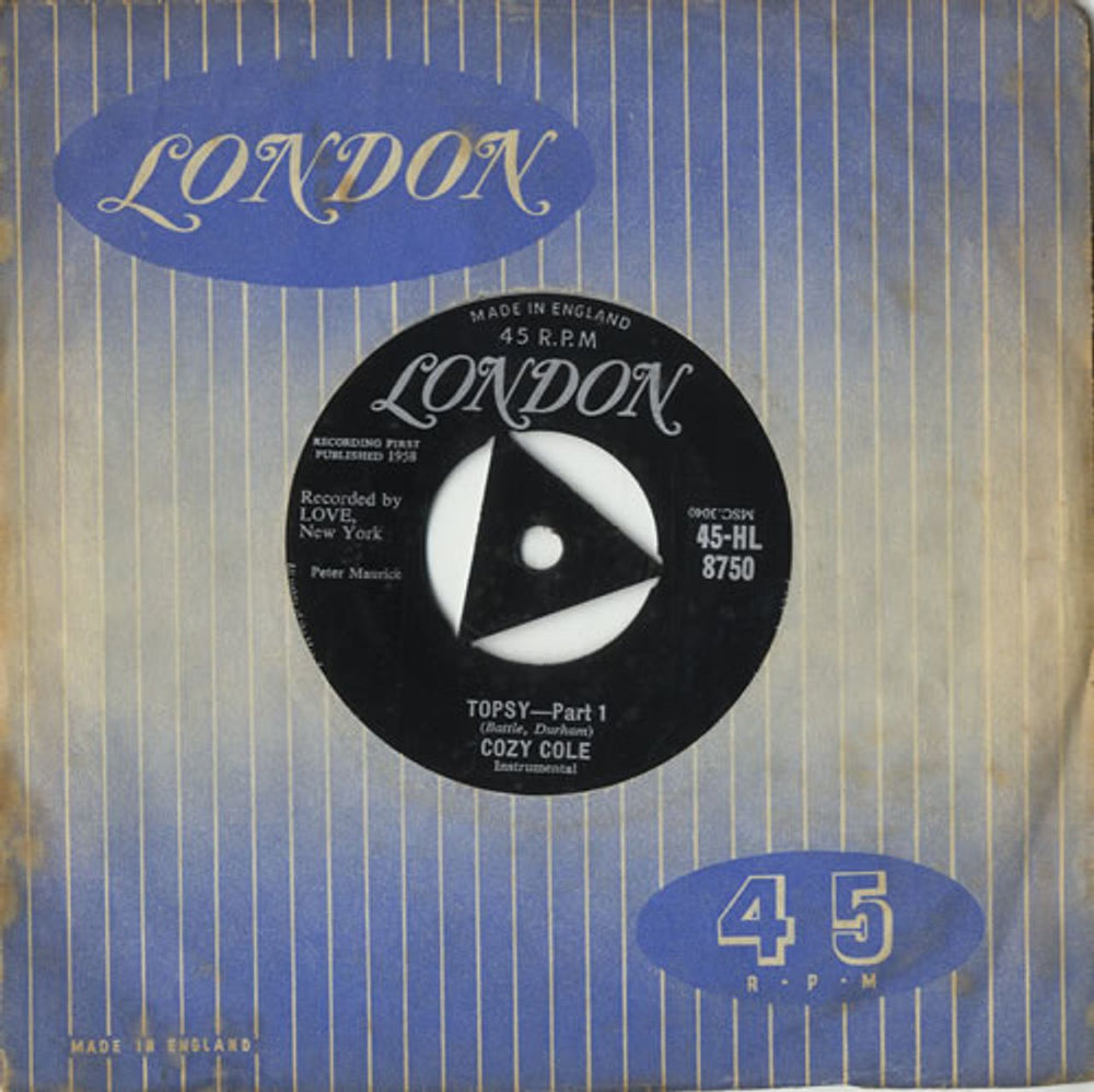 Cozy Cole Topsy UK 7" vinyl single (7 inch record / 45) 45-HL8750