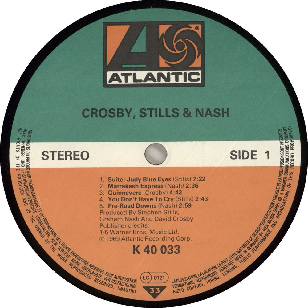 Crosby, Stills & Nash Crosby Stills & Nash German vinyl LP album (LP record) NOYLPCR713056