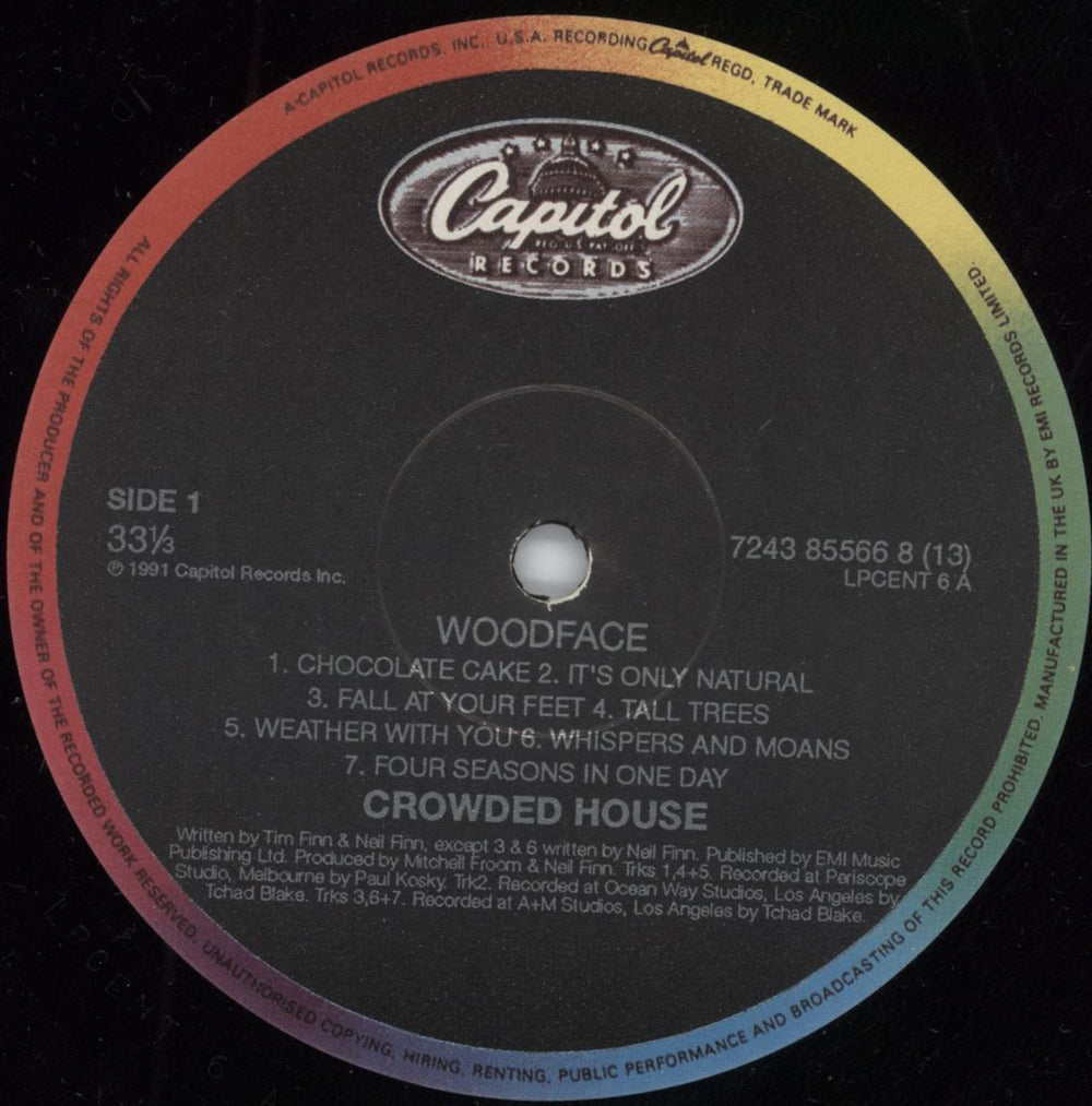 Crowded House Woodface - EMI100 Series UK vinyl LP album (LP record) CRDLPWO147870