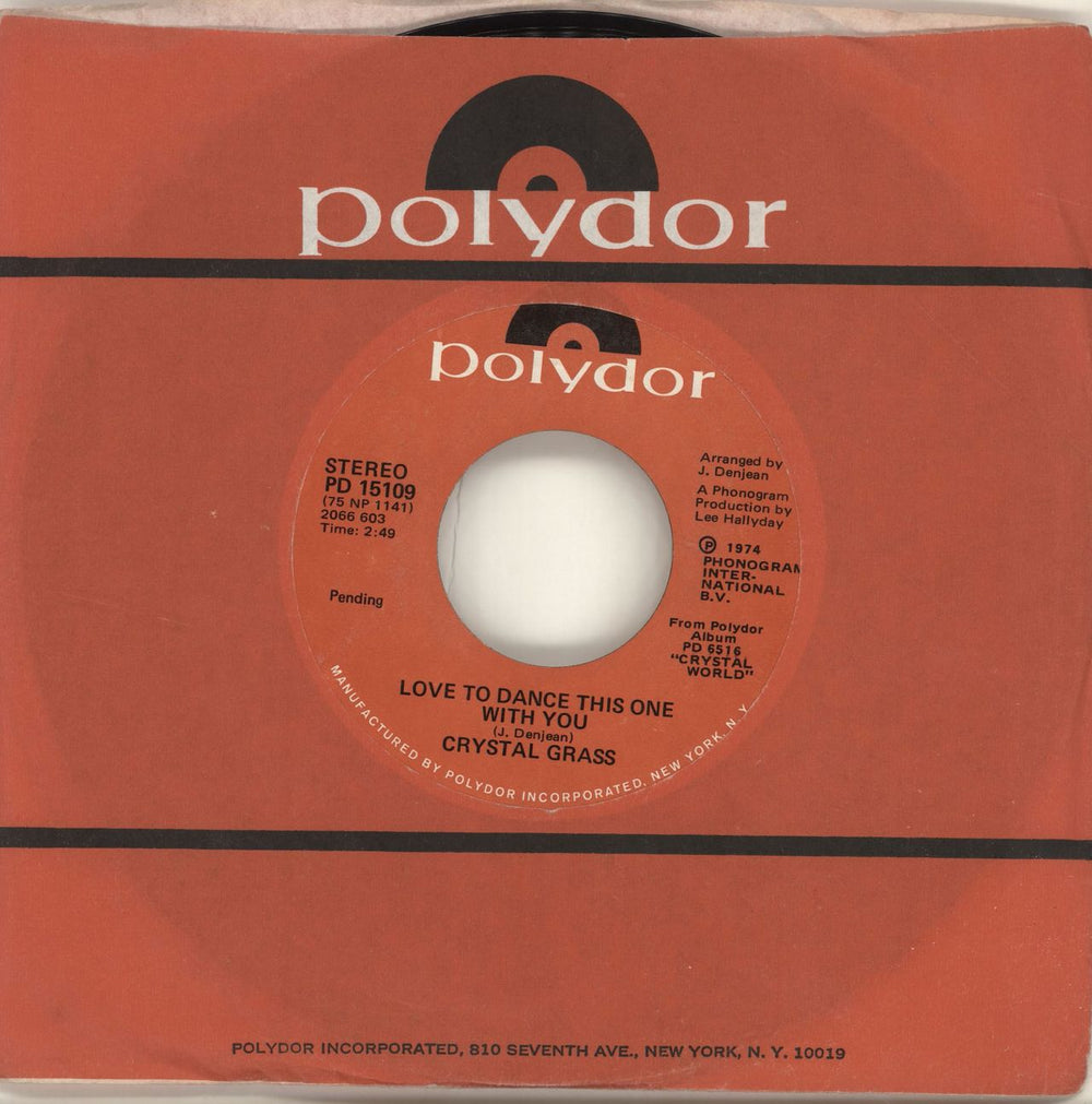 Crystal Grass She's Got The Style To Love Me US 7" vinyl single (7 inch record / 45) PD15109