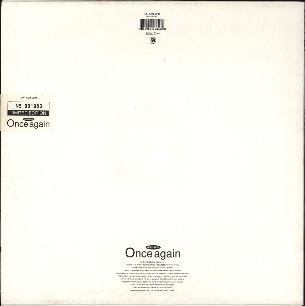 Cud Once Again + Tour Poster UK 12" vinyl single (12 inch record / Maxi-single) 731458008118