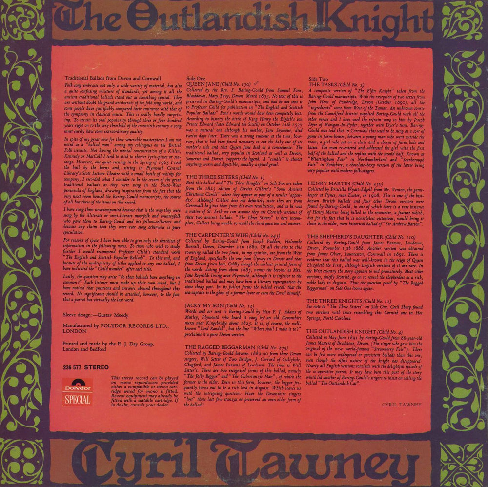 Cyril Tawney The Outlandish Knight UK vinyl LP album (LP record)