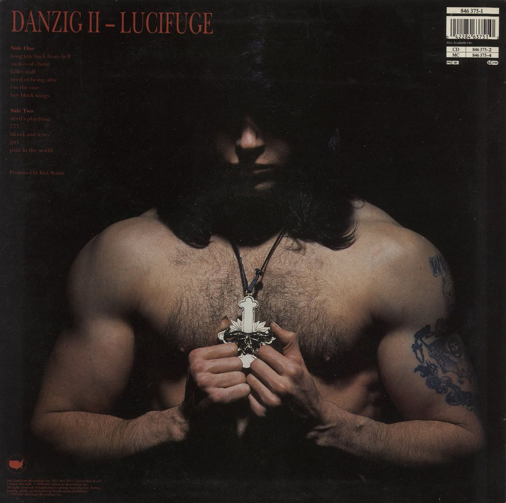 Danzig Danzig II: Lucifuge  - A1-U/B1-U + Inner - EX UK vinyl LP album (LP record) 042284637510