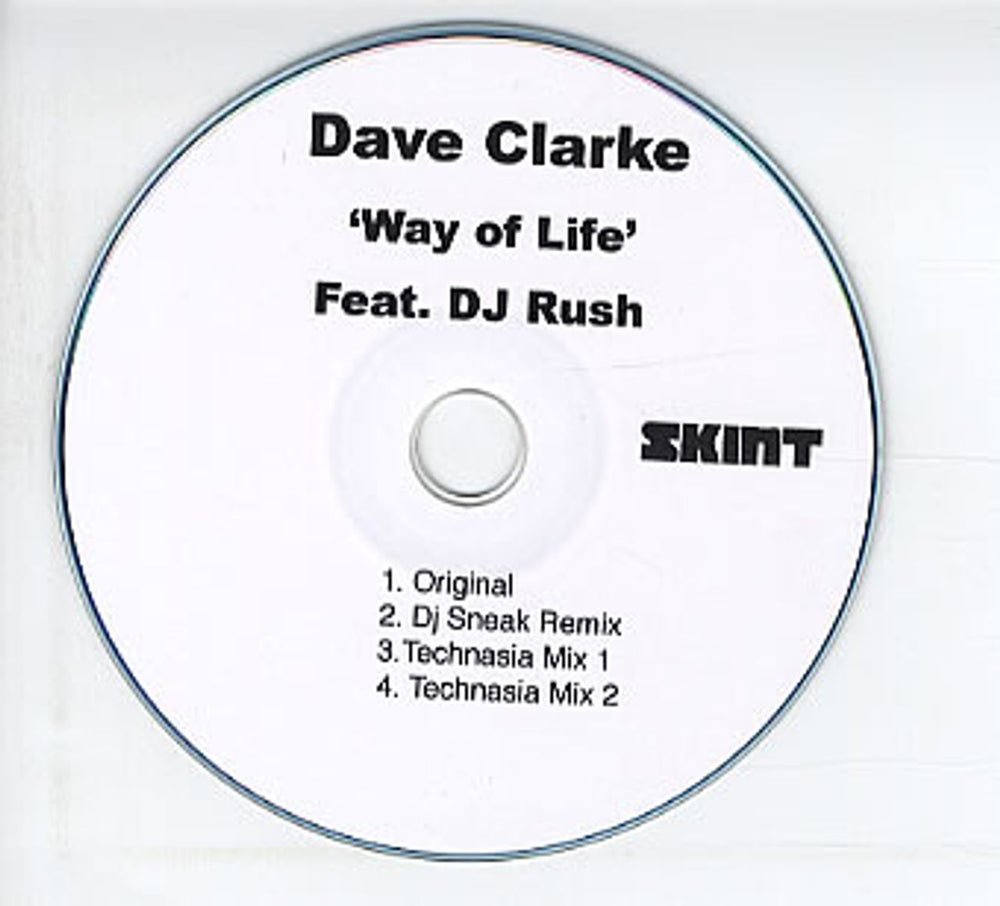 Dave Clarke Way Of Life UK Promo CD-R acetate CDR ACETATE