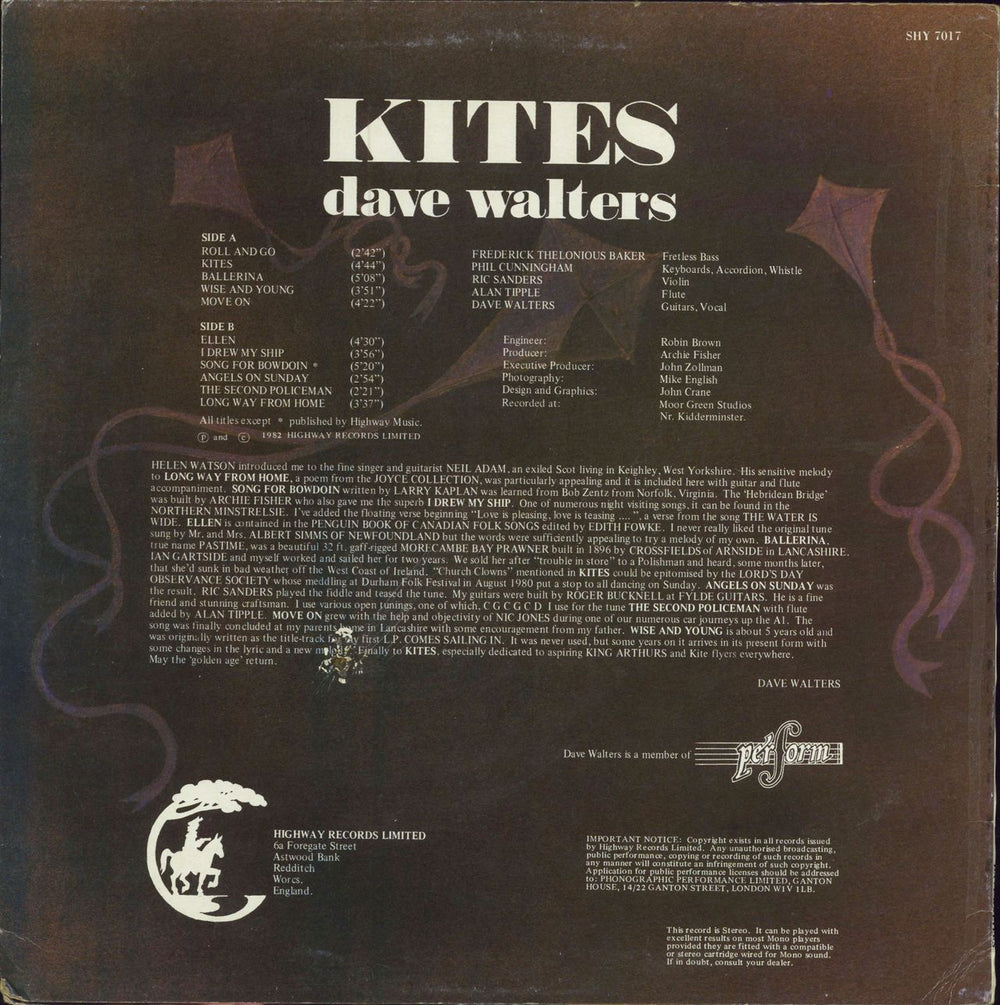 Dave Walters Kites UK vinyl LP album (LP record)