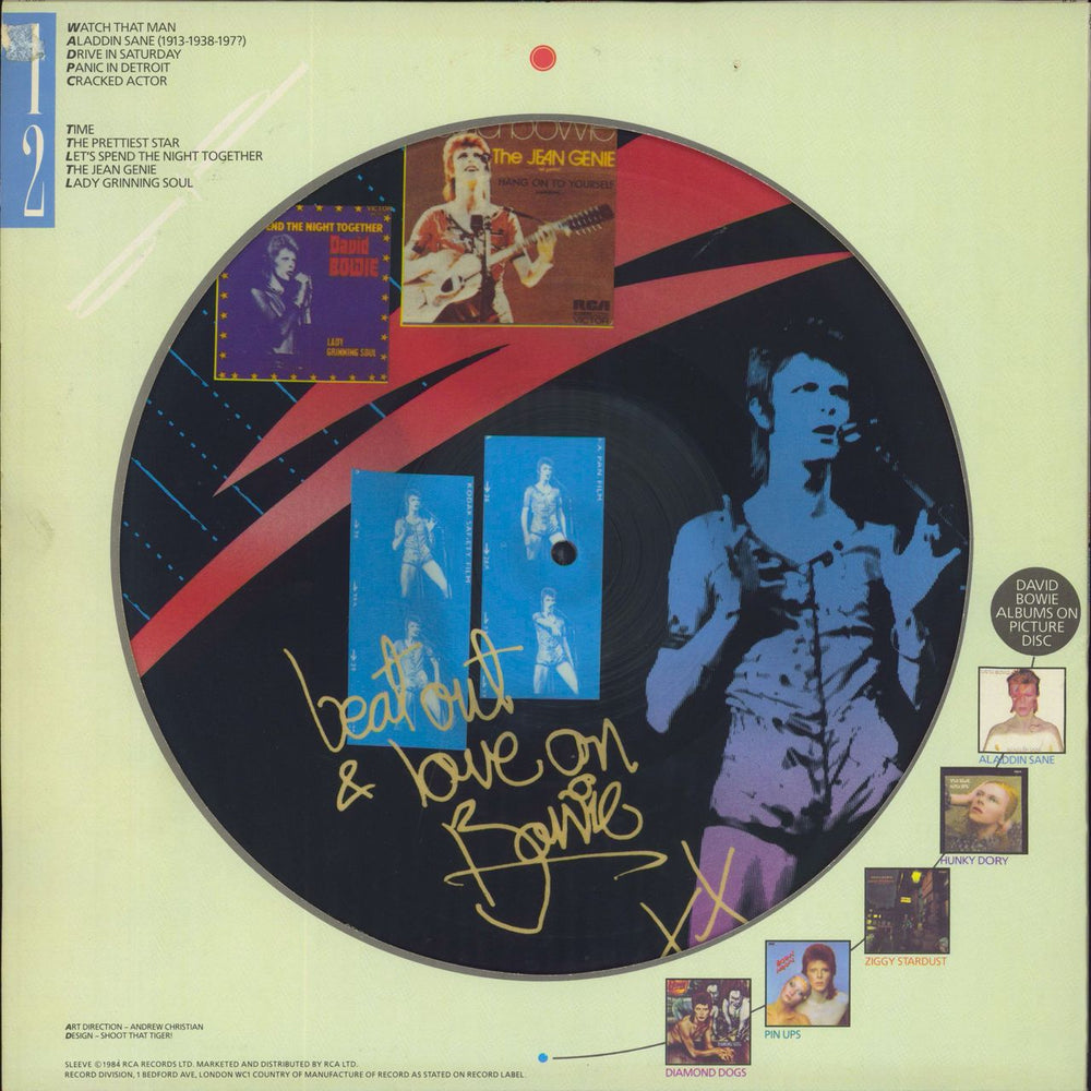 David Bowie Aladdin Sane + Certificate - EX UK picture disc LP (vinyl picture disc album)