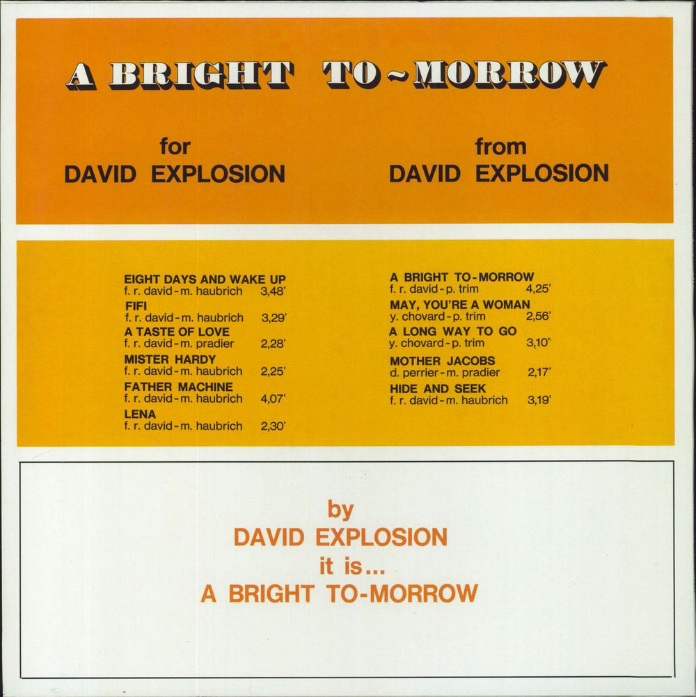 David Explosion A Bright To-Morrow UK vinyl LP album (LP record)