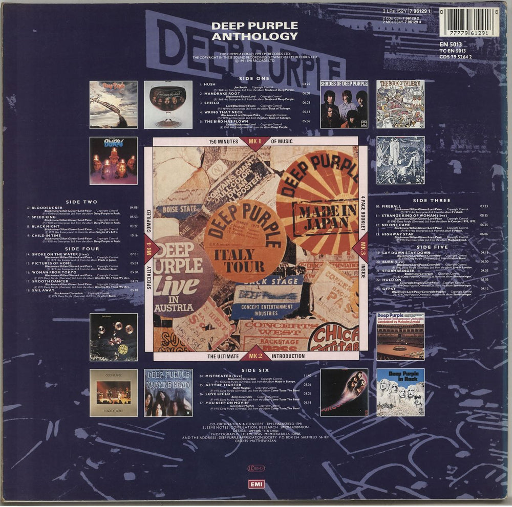 Deep Purple Anthology UK 3-LP vinyl record set (Triple LP Album) 077779612918