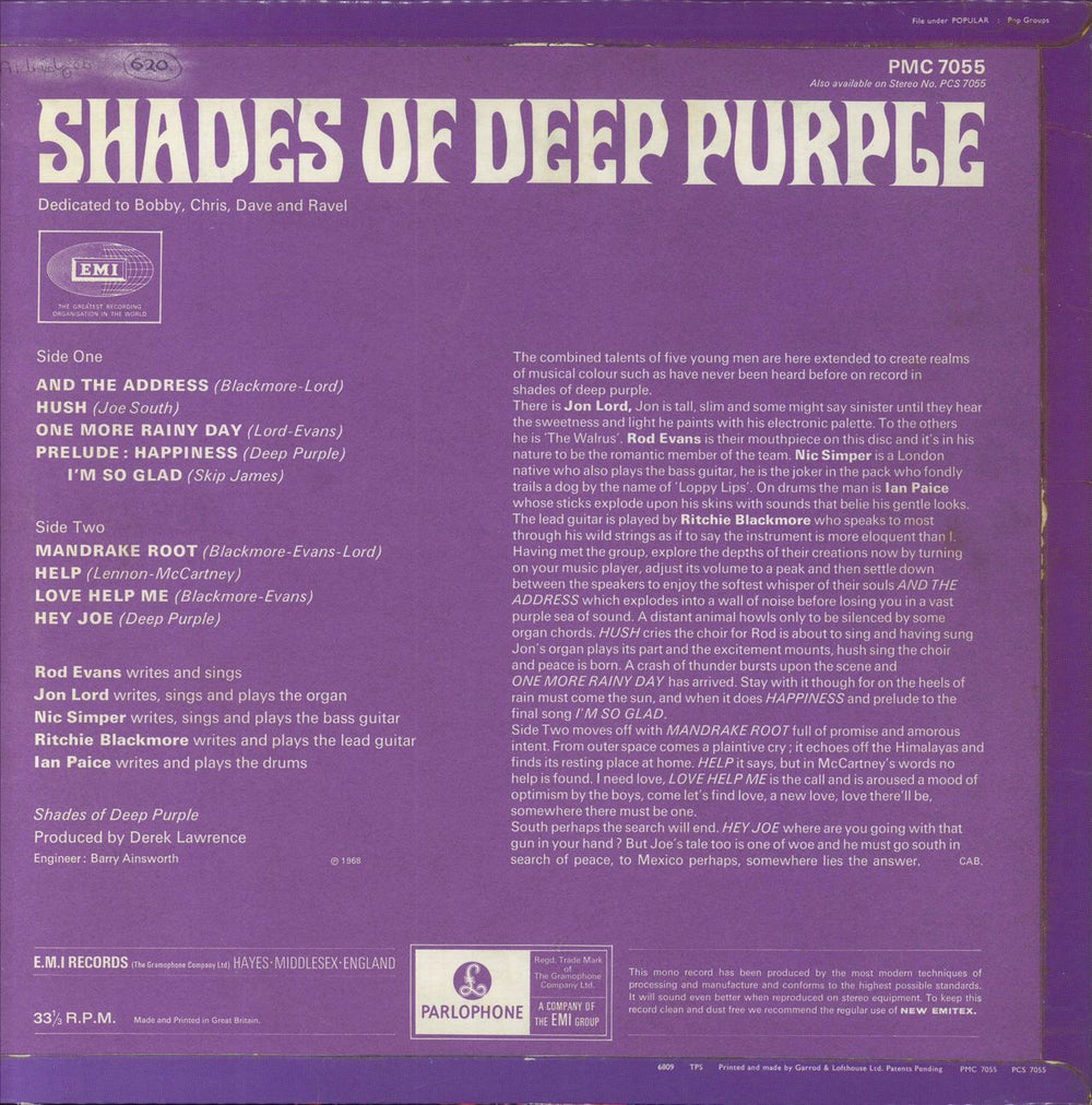 Deep Purple Shades Of Deep Purple - 1st UK vinyl LP album (LP record)