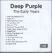 Deep Purple The Early Years UK Promo CD-R acetate CD-R ACETATE