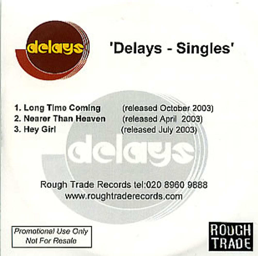 Delays Singles UK Promo CD-R acetate CD-R ACETAT