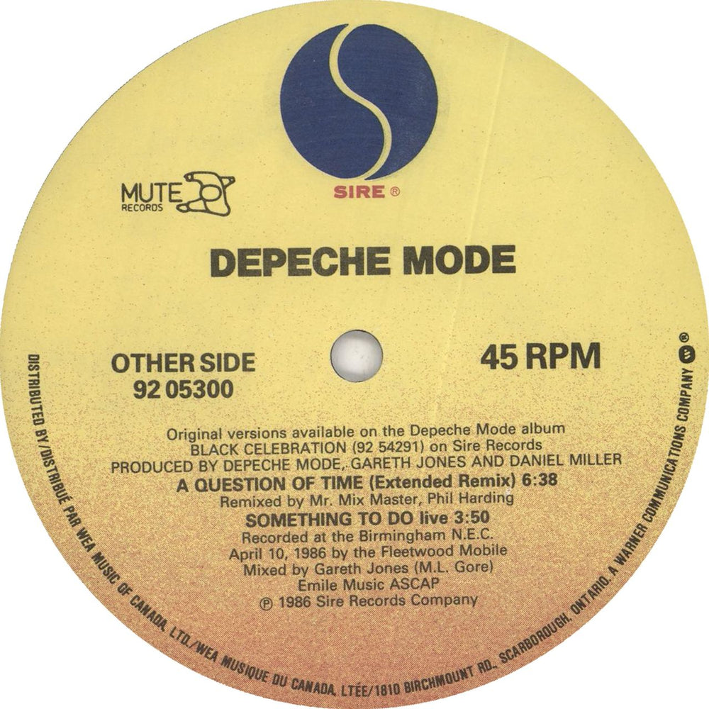 Depeche Mode A Question Of Time Canadian 12" vinyl single (12 inch record / Maxi-single) DEP12AQ15901