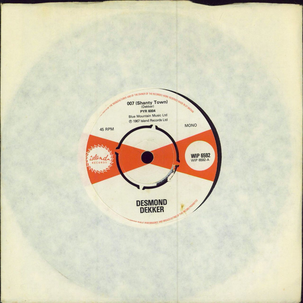 Desmond Dekker 007 (Shanty Town) UK 7" vinyl single (7 inch record / 45) WIP6592