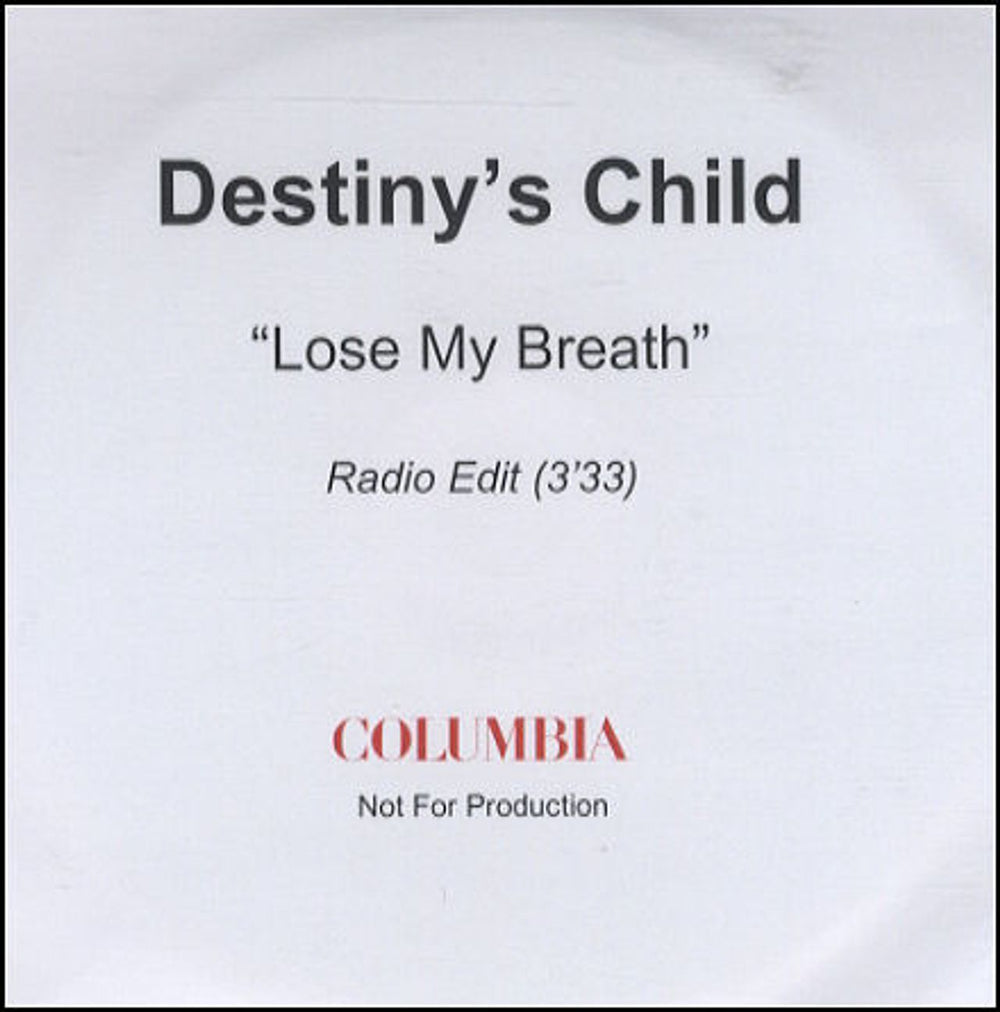 Destiny's Child Lose My Breath UK Promo CD-R acetate CD-R ACETATE