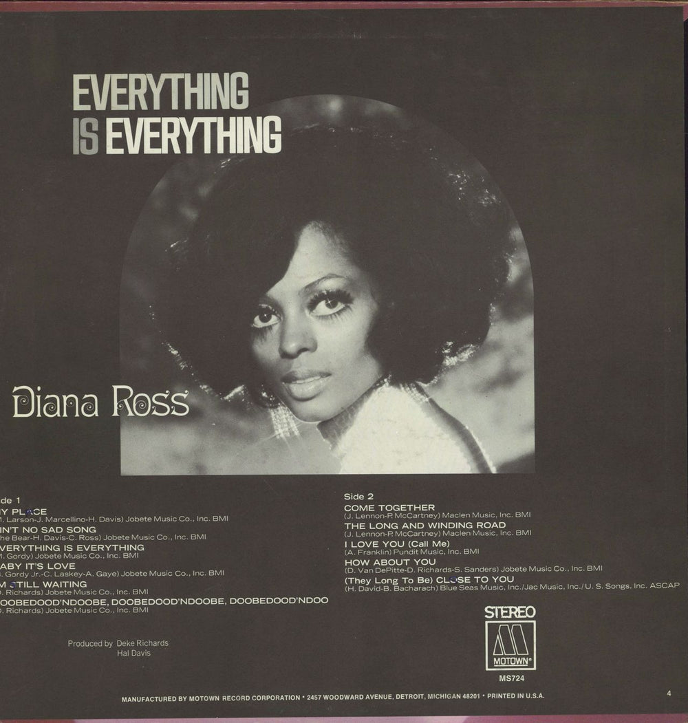 Diana Ross Everything Is Everything - White label US Promo vinyl LP album (LP record)