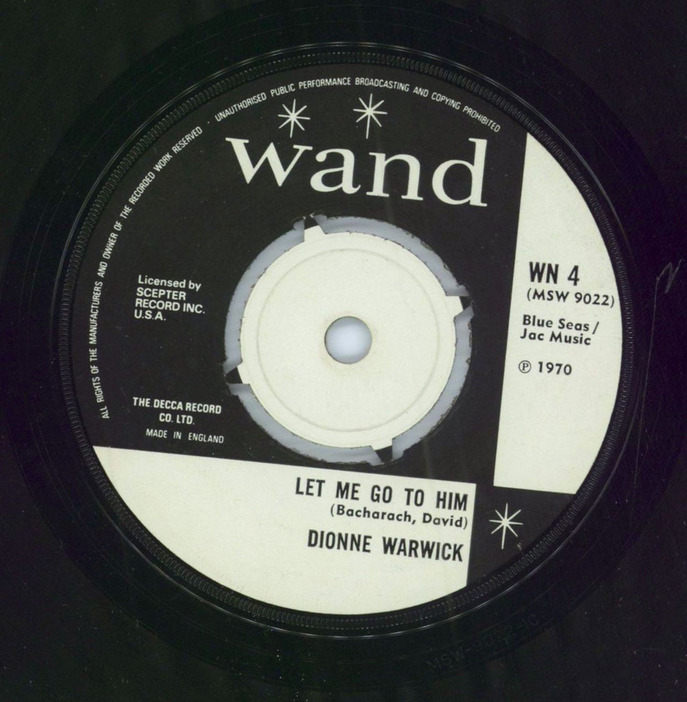 Dionne Warwick Let Me Go To Him UK 7" vinyl single (7 inch record / 45) WN4