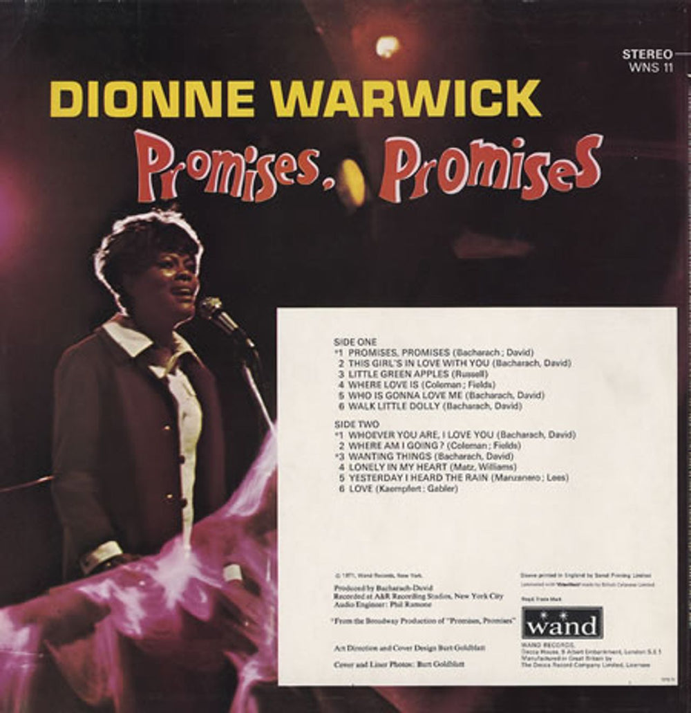 Dionne Warwick Promises Promises UK vinyl LP album (LP record) DIWLPPR268503