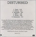 Disturbed Six Tracks US Promo CD-R acetate CD-R ACETATE