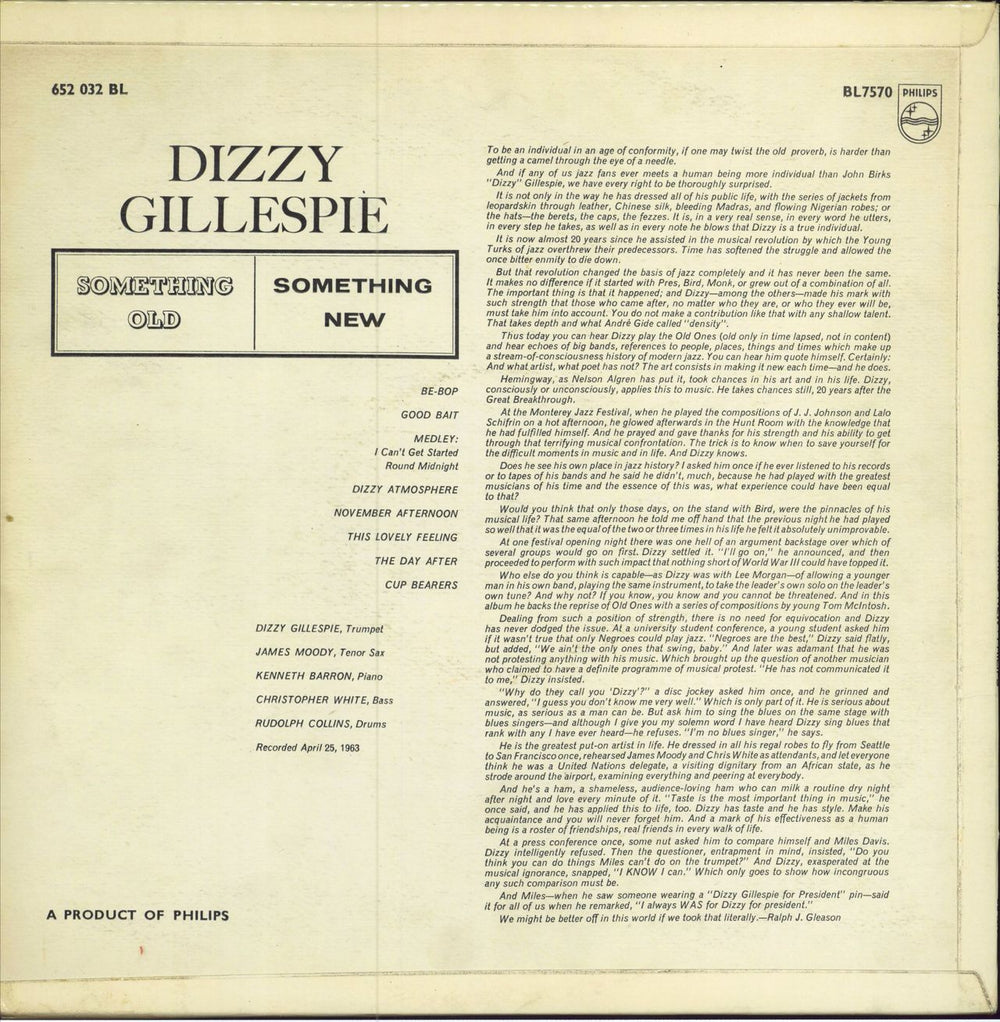 Dizzy Gillespie Something Old, Something New UK vinyl LP album (LP record)