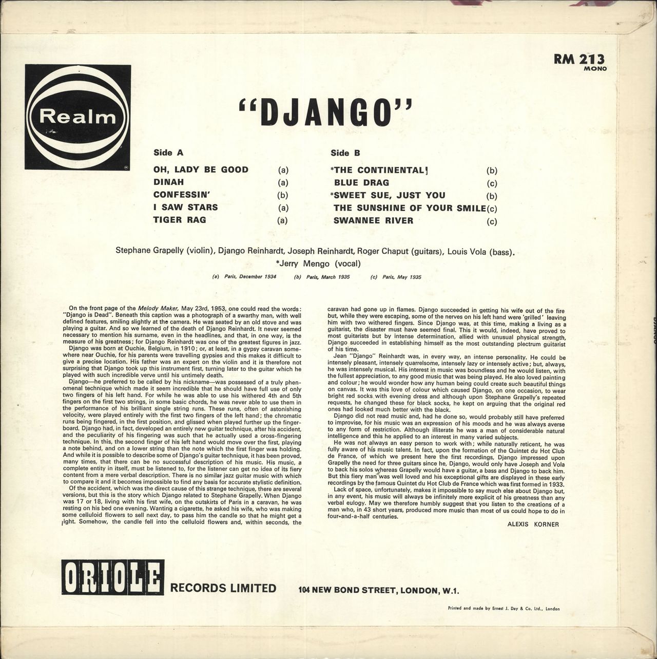 Django　UK　Django　LP　—　Reinhardt　Vinyl