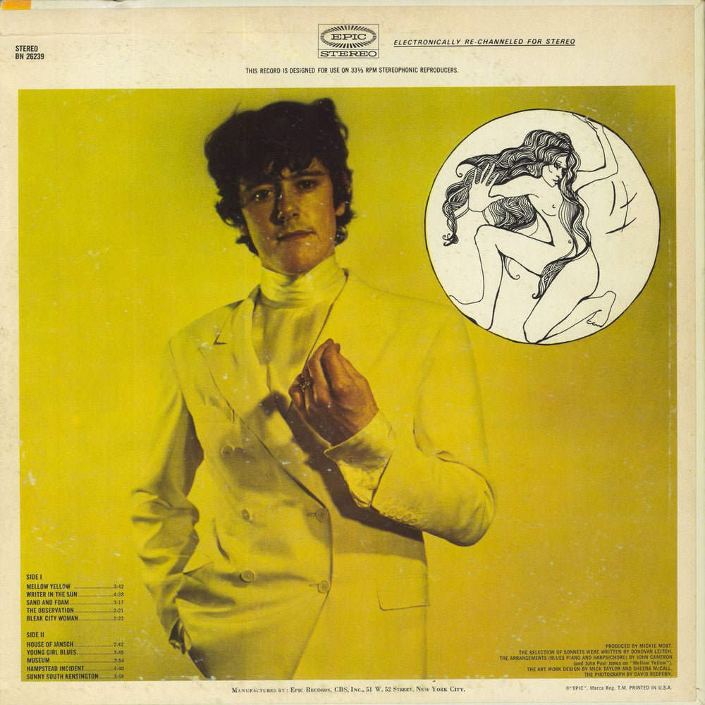 Donovan Mellow Yellow US vinyl LP album (LP record)