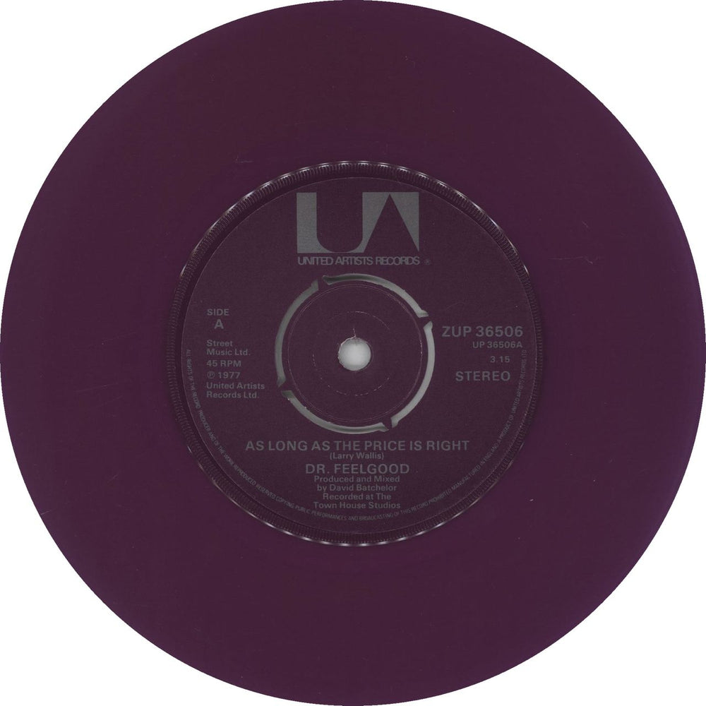 Dr Feelgood As Long As The Price Is Right - Mauve Vinyl UK 7" vinyl single (7 inch record / 45) DRF07AS115912