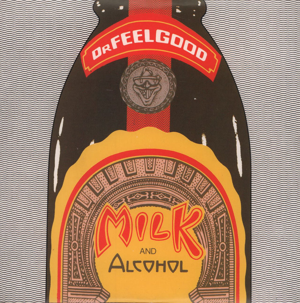 Dr Feelgood Milk And Alcohol - White - Striped Sleeve UK 7" vinyl single (7 inch record / 45) UP36468