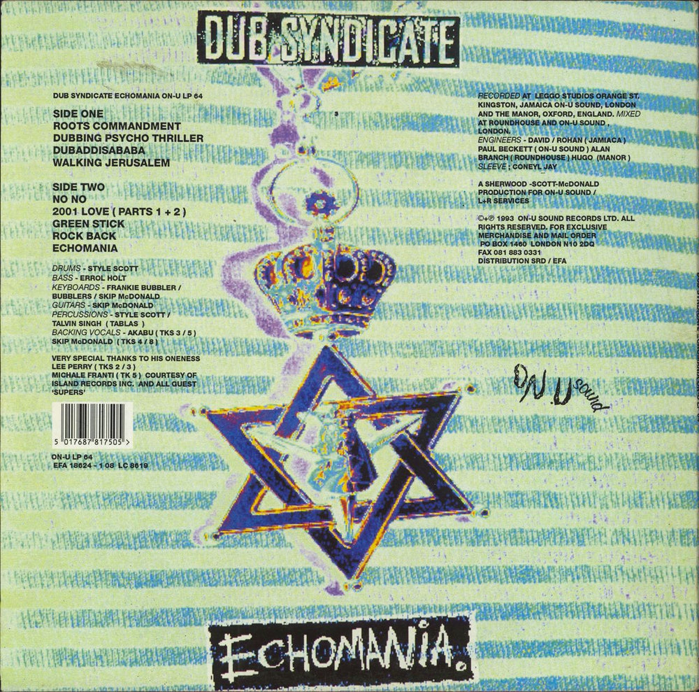 Dub Syndicate Echomania UK vinyl LP album (LP record) 5017687817505