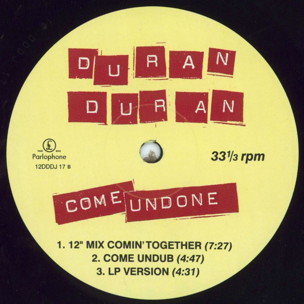 Duran Duran Come Undone UK Promo 12" vinyl single (12 inch record / Maxi-single) DDN12CO16126