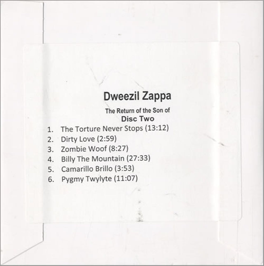 Dweezil Zappa Return Of The Son Of... US Promo CD-R acetate EEZCRRE514196