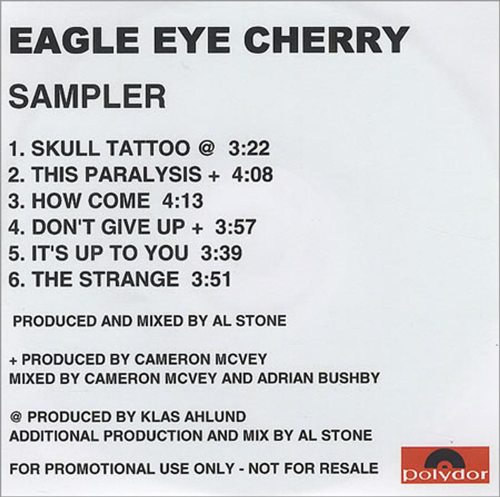 Eagle Eye Cherry Sampler - 6 Tracks UK Promo CD-R acetate CD-R ACETATE