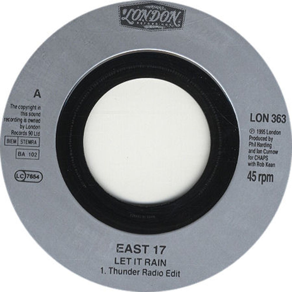 East 17 Let It Rain - Jukebox Issue UK 7" vinyl single (7 inch record / 45) LON363