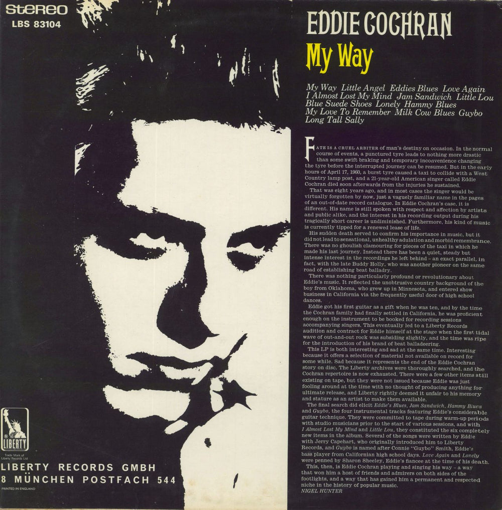 Eddie Cochran My Way UK vinyl LP album (LP record)