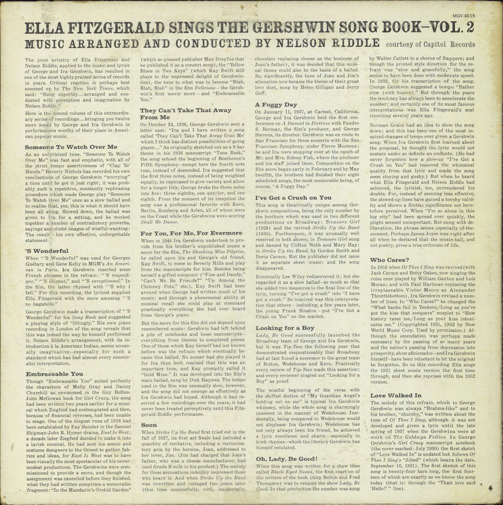 Ella Fitzgerald Ella Fitzgerald Sings The Gershwin Song Book Vol. 2 US vinyl LP album (LP record)