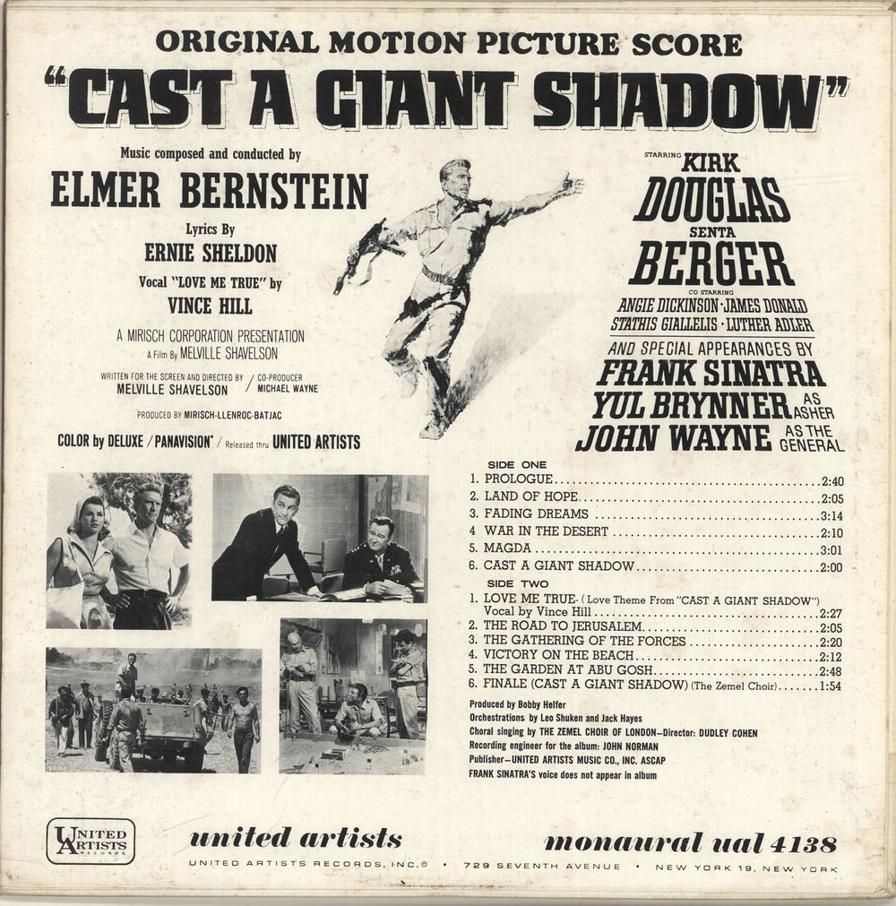 Elmer Bernstein Cast A Giant Shadow US vinyl LP album (LP record)