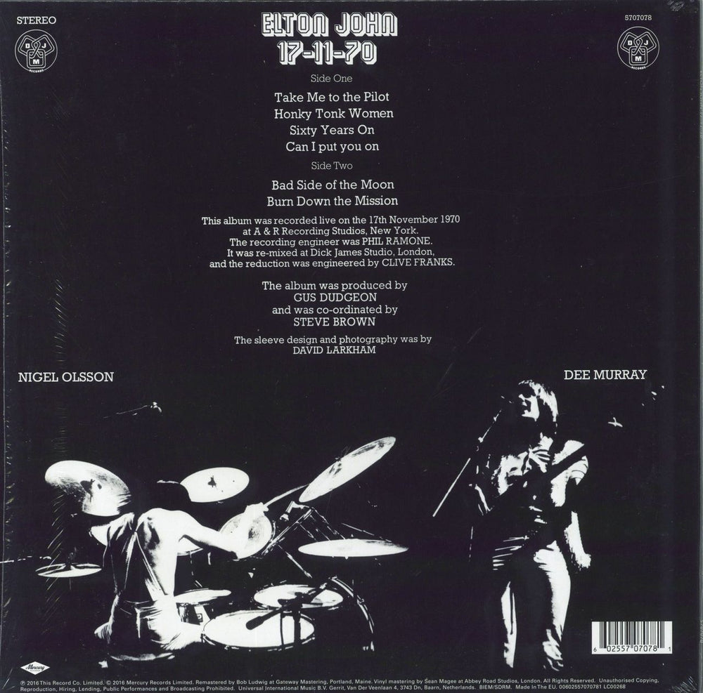 Elton John 17-11-70 [17th November 1970]: Remastered - 180gm Vinyl UK vinyl LP album (LP record) 602557070781