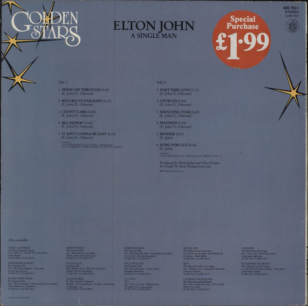 Elton John A Single Man Dutch vinyl LP album (LP record)