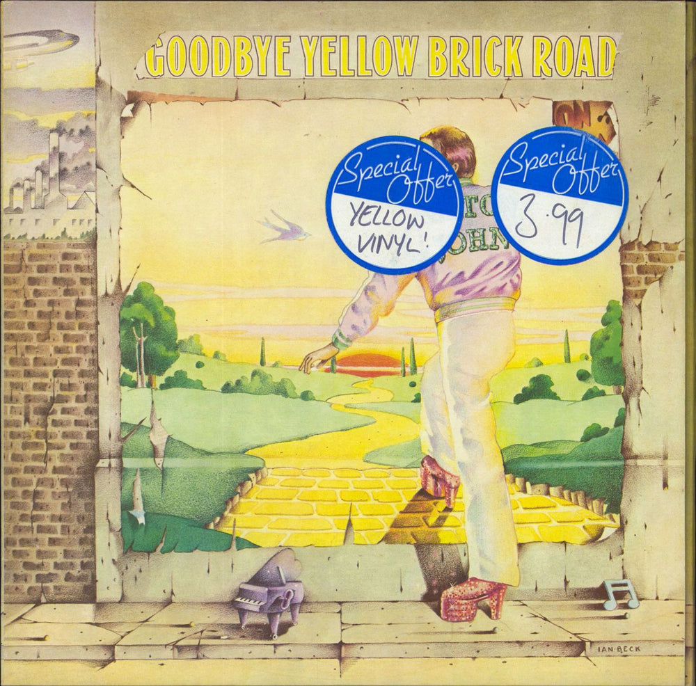 Elton John Goodbye Yellow Brick Road - 1st - Yellow Vinyl UK 2-LP vinyl record set (Double LP Album) DJE29001